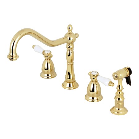 Kingston Brass KS1792BPLBS Widespread Kitchen Faucet, Polished Brass KS1792BPLBS